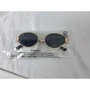 Soros Gold Frame Black Oval Sunglasses UV Protection